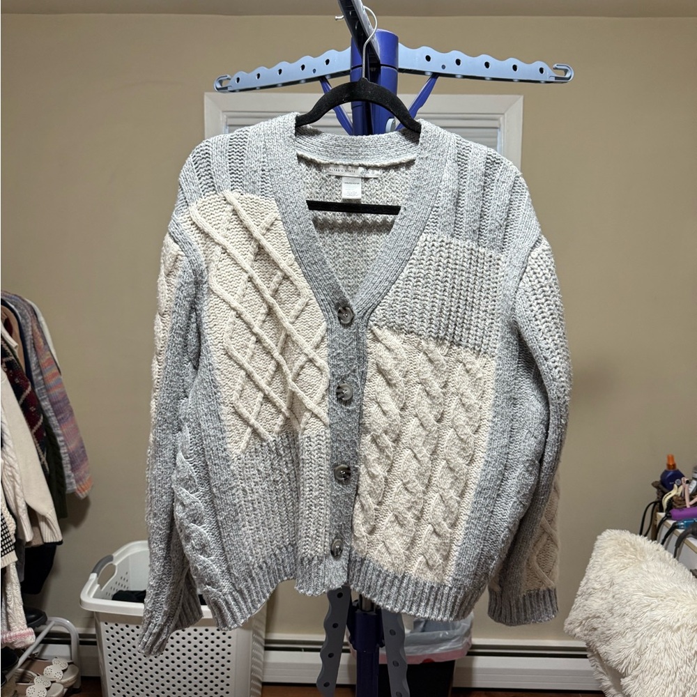 Altar’d State Size Small- Women's Gray and Cream Knit Cardigan Sweater